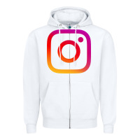 White instagram Zipper Hoodie - DesigneFamous