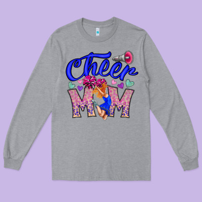 Cheer Mom Long Sleeve Tee Designed By Cowhidedigitalart