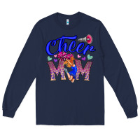 Navy Cheer Mom Long Sleeve Tee - CowhideDigitalArt