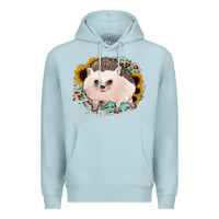 Blue Mist hedgehog with sunflowers and leopard Premium Hoodie - Jasminsmagicworld