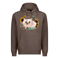Coffee hedgehog with sunflowers and leopard Premium Hoodie - Jasminsmagicworld