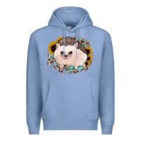 Colony Blue hedgehog with sunflowers and leopard Premium Hoodie - Jasminsmagicworld