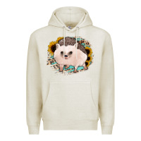 Oatmeal Heather hedgehog with sunflowers and leopard Premium Hoodie - Jasminsmagicworld