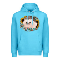 Ocean Blue hedgehog with sunflowers and leopard Premium Hoodie - Jasminsmagicworld