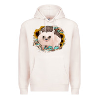 Pale Pink hedgehog with sunflowers and leopard Premium Hoodie - Jasminsmagicworld