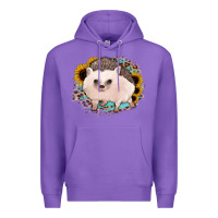 Purple hedgehog with sunflowers and leopard Premium Hoodie - Jasminsmagicworld