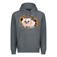 Rock hedgehog with sunflowers and leopard Premium Hoodie - Jasminsmagicworld