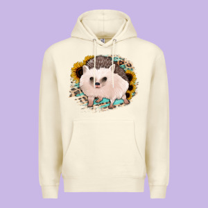 Hedgehog With Sunflowers And Leopard Premium Hoodie Designed By Jasminsmagicworld