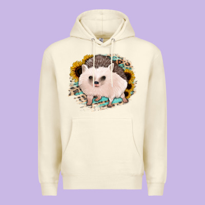 Hedgehog With Sunflowers And Leopard Premium Hoodie Designed By Jasminsmagicworld