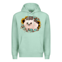 Seafoam hedgehog with sunflowers and leopard Premium Hoodie - Jasminsmagicworld