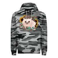 Slate Camo hedgehog with sunflowers and leopard Premium Hoodie - Jasminsmagicworld