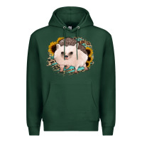 Sports Green hedgehog with sunflowers and leopard Premium Hoodie - Jasminsmagicworld