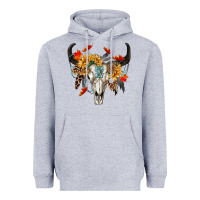 Heather Grey Fall Bull Skull Heavyweight Hoodie - RanaPortraitStore