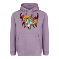 Lavender Fall Bull Skull Heavyweight Hoodie - RanaPortraitStore