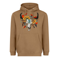 Toasted Coconut Fall Bull Skull Heavyweight Hoodie - RanaPortraitStore