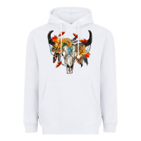 White Fall Bull Skull Heavyweight Hoodie - RanaPortraitStore