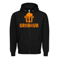 Black Grubhub t-shirt Zipper Hoodie - DesigneFamous