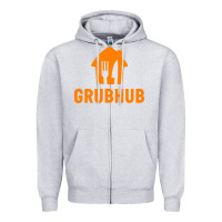 Heather Grey Grubhub t-shirt Zipper Hoodie - DesigneFamous