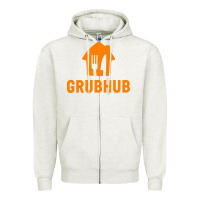 Oatmeal Heather Grubhub t-shirt Zipper Hoodie - DesigneFamous