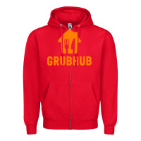 Red Grubhub t-shirt Zipper Hoodie - DesigneFamous