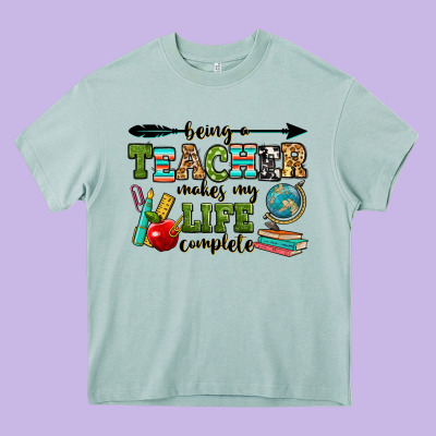 Being A Teacher Makes My Life Complete Heavy Core Tee Designed By Ranaportraitstore
