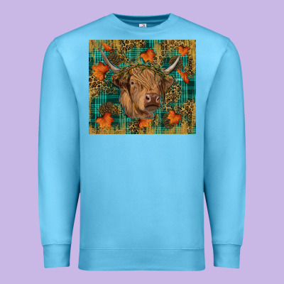 Western Fall Cow Premium Sweatshirt Designed By Ranaportraitstore