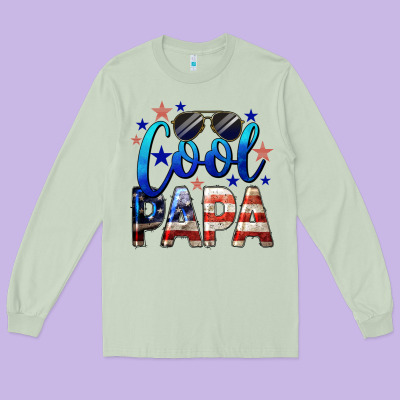 Cool Papa American Flag 4th Of July Long Sleeve Tee Designed By Lillyallendesigns