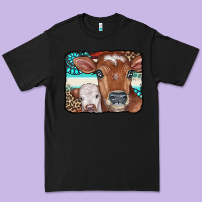 Cows Serape Leopard Gemstone Premium Tee Designed By Cowcowdesign