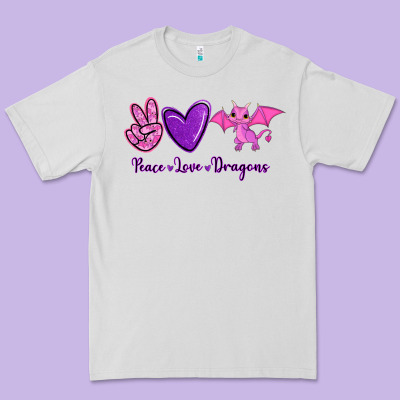 Peace Love Dragons Premium Tee Designed By Ranaportraitstore