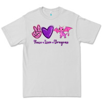 Dove Grey Peace Love Dragons Premium Tee - RanaPortraitStore