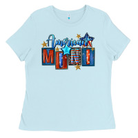 Baby Blue American mini 4th of july Ladies Tee - FaDigitalArtStudio