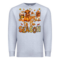 Heather Grey Tis' the season Fall Heifer coffee cups Premium Sweatshirt - RanaPortraitStore