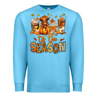 Ocean Blue Tis' the season Fall Heifer coffee cups Premium Sweatshirt - RanaPortraitStore