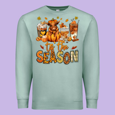 Tis' The Season Fall Heifer Coffee Cups Premium Sweatshirt Designed By Ranaportraitstore