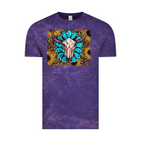 Cloud Purple leopard sunflowers and gemstone skull Vintage Tee - RanaPortraitStore