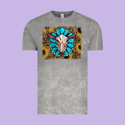 Leopard Sunflowers And Gemstone Skull Vintage Tee Designed By Ranaportraitstore