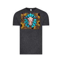 Vintage Black leopard sunflowers and gemstone skull Vintage Tee - RanaPortraitStore