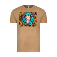 Vintage Camel leopard sunflowers and gemstone skull Vintage Tee - RanaPortraitStore