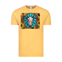 Vintage Mustard leopard sunflowers and gemstone skull Vintage Tee - RanaPortraitStore