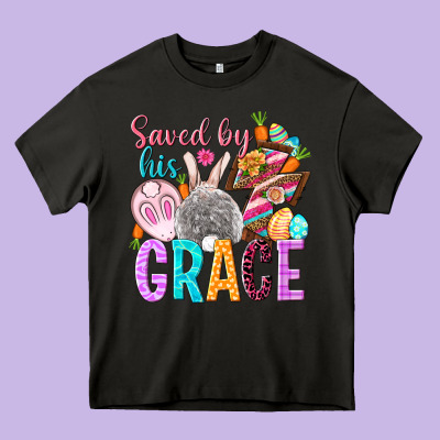 Saved By His Grace Easter Day Heavy Core Tee Designed By Howdyjamesfarm