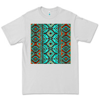 Dove Grey Aztec Turquoise Pattern Premium Tee - CowCowDesign