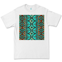 White Aztec Turquoise Pattern Premium Tee - CowCowDesign
