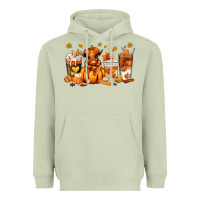 Matcha Fall Autumn cow pumpkin coffee cups Heavyweight Hoodie - RanaPortraitStore