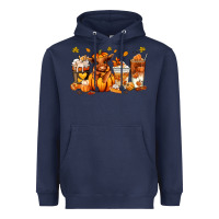 Navy Fall Autumn cow pumpkin coffee cups Heavyweight Hoodie - RanaPortraitStore