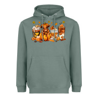 Sage Fall Autumn cow pumpkin coffee cups Heavyweight Hoodie - RanaPortraitStore