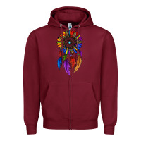 Burgundy pride sunflower dreamcatcher Zipper Hoodie - JahusDesignShop