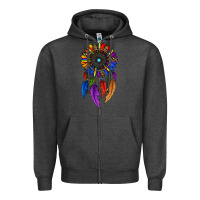 Charcoal Heather pride sunflower dreamcatcher Zipper Hoodie - JahusDesignShop