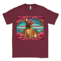 Burgundy french bulldog floral Classic Tee - Artiststas