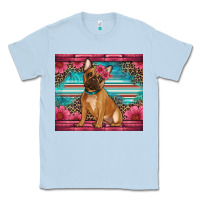 Dusty Blue french bulldog floral Classic Tee - Artiststas