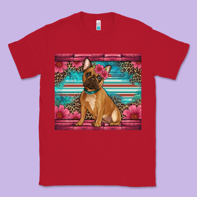 French Bulldog Floral Classic Tee Designed By Artiststas